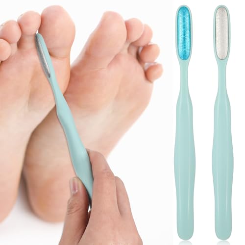 2Pcs Mini Foot File Precision Callus Remover Foot Files Callus Remover Bunion Scrubber Smooth Feet Heel Scraper for Toe Gaps Hard Skin Pedicures Hands in Shower Cracked Feet - color: Light Blue