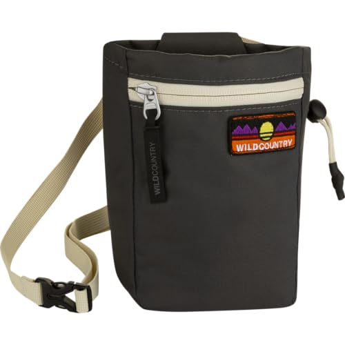 Wild Country Flow Rock Climbing Chalk Bag | With Zippered Pocket for Sport, Trad, & Indoor Climbing - color: Onyx