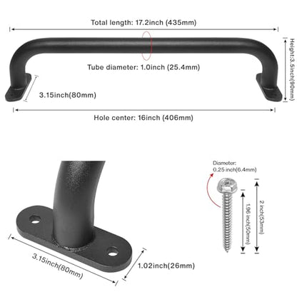 17 Inch Black Playground Handles Metal Set of 2 - Playset Safety Handles, Swing Sets Accessories Grab Handle, Indoor Kids Climbing Monkey Bar for Playhouse, Treehouse, Jungle Gym - color: Black-2pack
