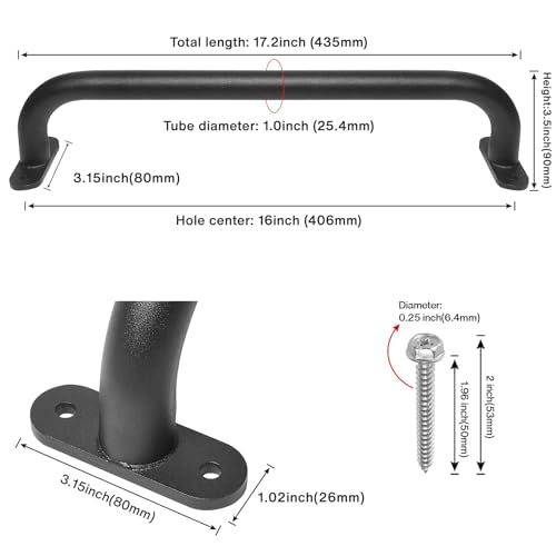 4 Pack 17 Inch Black Playground Equipment Handles Metal - Playset Slide Handles, Swing Sets Accessories Grab Bars, Kids Climbing Monkey Bar for Playhouse, Treehouse, Jungle Gym - color: Black-4pack