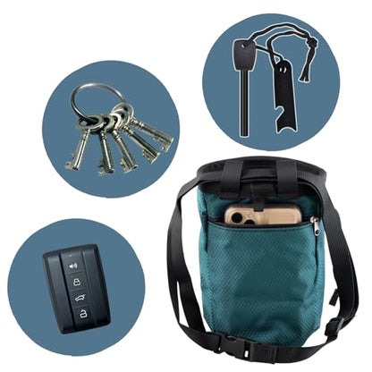 Outdoor Rock Climbing Bouldering Magnesium Powder Bag Quick Dry Waterproof Tightened Bag Gym Weightlifting Deadlift Yoga Multi Purpose Storage Bag with Metal Buckle(Blue)