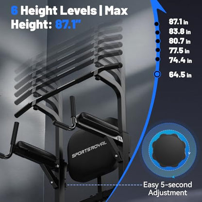 Sportsroyals Power Tower Pull Up Bar Station, 450LBS Stable Pull Up Dip Station for Home Gym Strength Training Equipment | FED Fitness - color: Multi