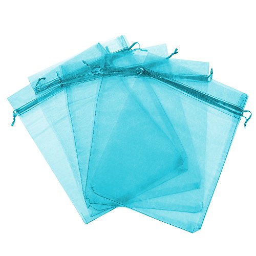 100/200PCS Organza Gift Candy Sheer Bags Mesh Jewelry Pouches Drawstring Bulk for Wedding Party Favors Christmas (5" X 7"(100PCS), Teal Blue) - color: Blue-5" X 7"(100PCS)