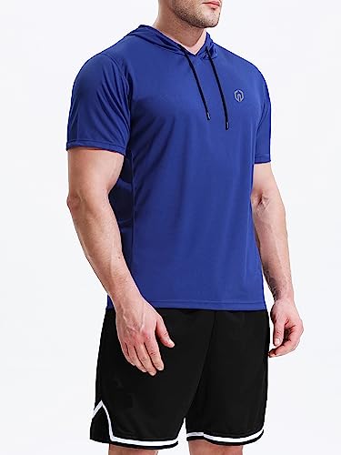NELEUS Dry Fit Workout Athletic Muscle Tank Top Running Shirts with Hoods - color: 5084 Black/Blue/Red,3 Pack, size: Small