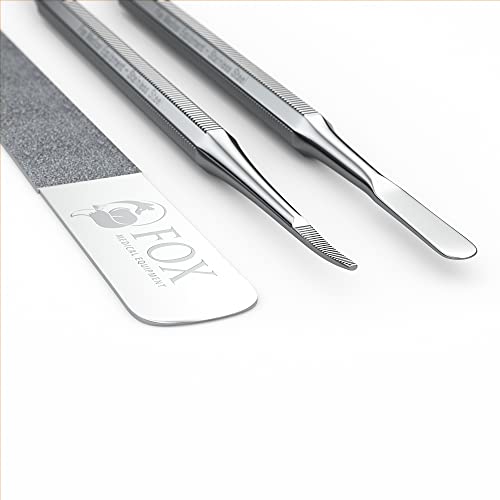 Fox Medical Equipment Ingrown Toenail Treatment Kit – Diamond File & Professional Toenail Lifter Tool – Surgical Stainless Steel Set for Pain-Free Relief, Precision Pedicure & Safe Nail Care