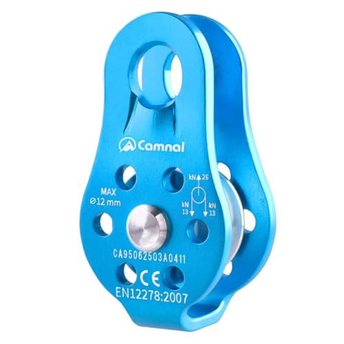 Azarxis Climbing Pulley 26kN Fixed Plate Aluminum Alloy Rope Pulley Small Micro for Rescue Climbing Hauling Zipline Rigging Rappelling Heavy Duty (Blue - 26 kN) - color: Blue