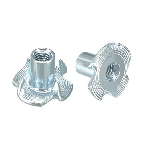 uxcell M4 4 Pronged Tee Nut T-Nut for Table Legs Rock Climbing Wall Woodwork Holds Wood Cabinetry 50Pcs - size: M4