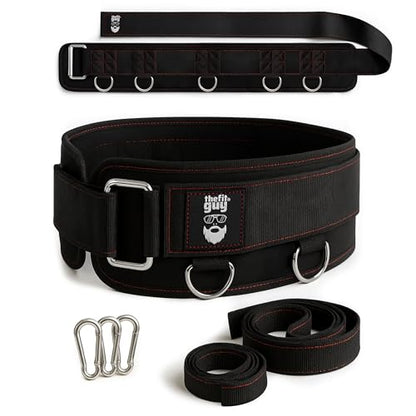 THEFITGUY Original Multi-Attachment Belt for Cable Squats & Hip Thrusts | 5 D-ring points, 2 straps (40in/27in), hook-and-loop closure, fits a 32-52in waist for glute and quad work