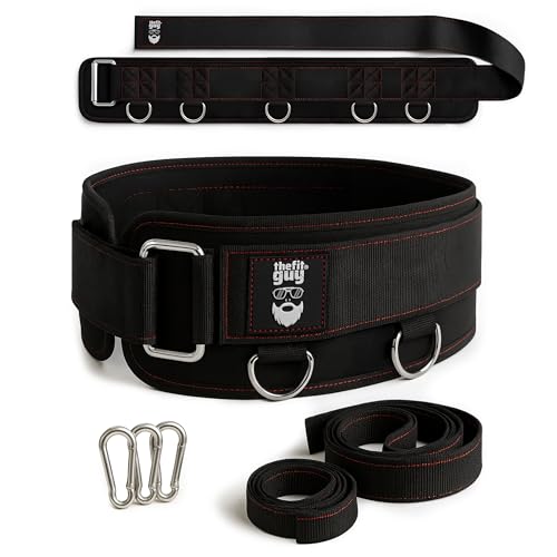 THEFITGUY Original Multi-Attachment Belt for Cable Squats & Hip Thrusts | 5 D-ring points, 2 straps (40in/27in), hook-and-loop closure, fits a 32-52in waist for glute and quad work