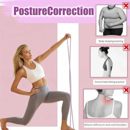 Figure 8 Resistance Band for Women, 8 Shaped Resistance Bands with Handles, Shoulder Back Arm Bands for Workout - color: purple