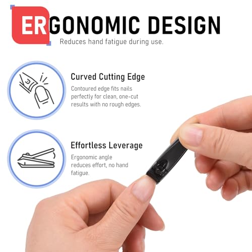 firiKer Nail Clippers Set, Heavy Duty Black Matte Stainless Steel Nail Clipper with Nail File,Fingernail and Toenail Clipper Cutters, Nail Clipper Tools Gift for Men & Women - color: Black