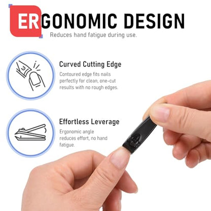 firiKer Nail Clippers Set, Heavy Duty Black Matte Stainless Steel Nail Clipper with Nail File,Fingernail and Toenail Clipper Cutters, Nail Clipper Tools Gift for Men & Women - color: Black