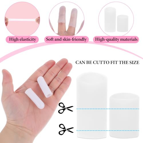 JJUNW 14Pcs Silicone Finger Cots, Silicone Finger Protectors Waterproof Finger Sleeves Finger Bandage for Relief from Pain of Finger Tips Cracked Arthritis Finger Cracking Friction(White)