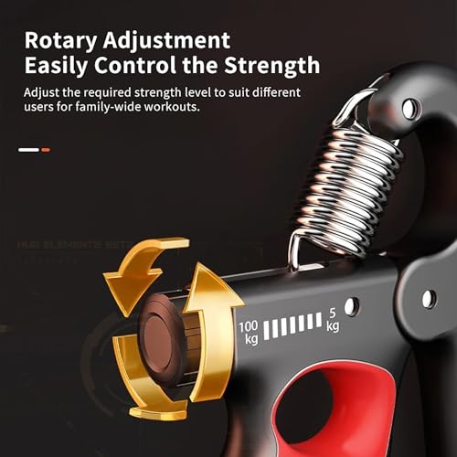 Grip Strength Trainer, Hand Grip Strengthener with Adjustable Resistance 11-220Lbs(5-100KG), Automatic Counter, Ergonomic Design, Forearm Strengthener for Musicians Athletes and Injury Recovery - color: Red