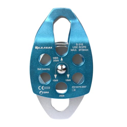 SEPEAK CE&UIAA 30kN Large Rescue Climbing Pulley Double Sheave with Swing Plate Climbing&Rock Lifting Blue - color: Blue