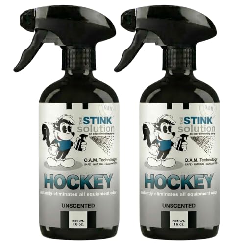 The Stink Solution Hockey Odor Eliminator Spray, Unscented, 2 Pack, 16 oz | Eliminates Sweat and Body Odor at the Source. Deodorizer for Skates, Gloves, Helmets, Guards, Pads and Hockey Bags - size: 16 Fl Oz (Pack of 2)