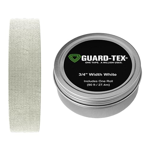 Guard-Tex® White Athletic Finger Tape - Self-Adhesive Natural Cotton Air-Mesh™ No Residue - 3/4 Inch - 1 Roll, 90 Ft + Tin - USA Made - color: Arctic White, size: 1 roll, 3/4"