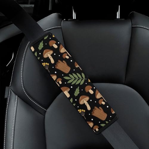 2 Pack Universal Soft and Comfortable Car Seat Belt Pad for Girls and Boys, Stroller Pushchair High Chair, Mushroom Leaf Shoulder Protector - color: Pattern 1192