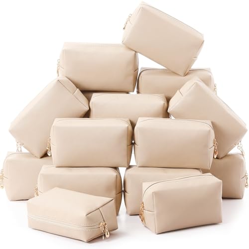 Kigeli Aesthetic Makeup Bags PU Leather Cosmetic Pouches Waterproof Plain Toiletry Bags Makeup Pouches Bulk for Women Party Gift Travel Storage Organizer(Nude Color,7.1 x 2.8 x 4.3 in) - color: Nude Color, size: 7.1 x 2.8 x 4.3 in