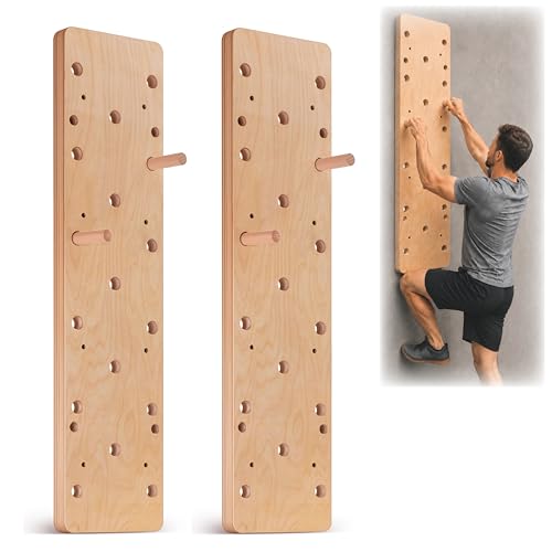 Extra-Thick Birch Climbing Peg Board for Wall Mounting, Heavy-Duty Wooden Climbing Board with Beech Grips & Rock Climbing Hold Inserts for Indoor Home Gym - color: Birch Plywood 2pis