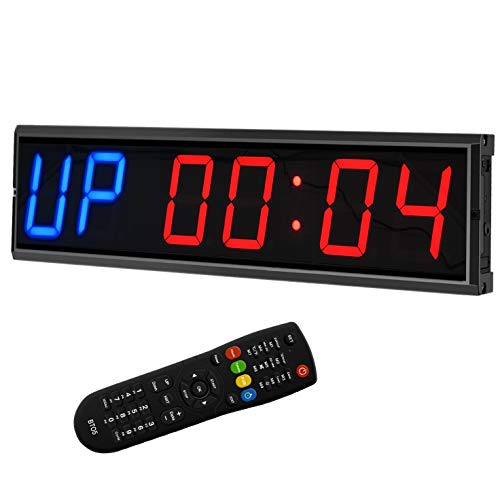 LED Interval Timer Count Down/Up Clock Stopwatch (Two Blue+Four Red)