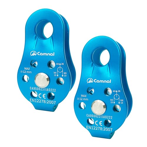 2pcs Fixed Plate 26KN Micro Climbing Pulley, Hitch Pulley Climbing Bearing Pulley, Traction Pulley, Hauling Pulley for Rock Climbing, Zipline Sports, Transport Etc.(Blue, Pack of 2) - color: Blue(Pack of 2)