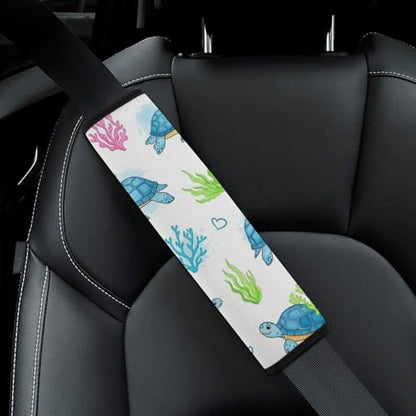 2 Pack Sea Turtle Cute White Car Seat Straps Shoulder Pads Universal Soft and Comfortable Seat Belt Cushion for Adults and Children, Stroller Pushchair High Chair - color: Pattern 758