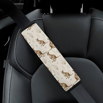 2PCS Watercolor Cute Kangaroo Car Seat Straps Shoulder Pads Soft Padded Seat Belt Cushion for Adult Use, Car Seats Pushchair Strollers High Chair Pushchair, Anti-Slip Pad - color: Pattern 818
