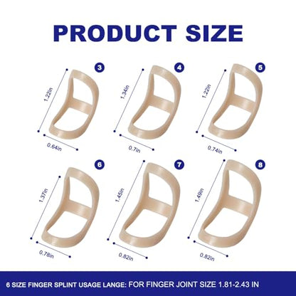 Soft Home 6 Pack Oval Finger Splints Waterproof Finger Splint for Arthritis, Trigger Finger,Mallet Fingers - Trigger Finger splints For Thumb, Index, Middle, Pinky or Ring Finger(3,4,5,6,7,8) - size: 3,4,5,6,7,8