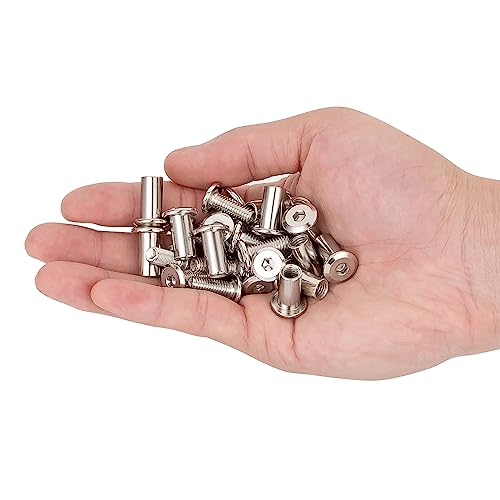 100 Sets Silver M6x15mm Furniture Bolts Metric Hex Screw Bit Set Metal Deck Screws for Furniture Screw Socket Cover Wood Socket Cap Bolt Kit - size: M6x15mm