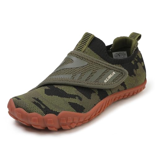 KUBUA Versatile Kids Water Shoes Boys Girls Quick Dry Swim Aqua Socks | Wide Toe Box, Lightweight, Barefoot-Style, Breathable, Beach, Pool, Kayak, Water Parks, Hiking, Toddler, Little Kid, Big Kid - color: Green, size: 8 Toddler