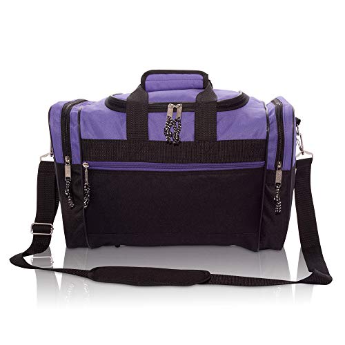 DALIX 17" Blank Duffle Bag Duffel Bag Travel Size Sports Durable Gym Bag - color: Purple