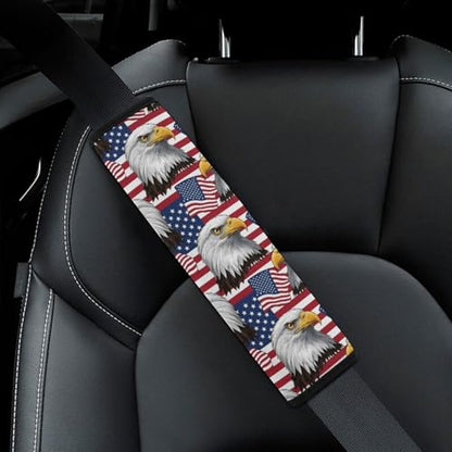 2 Pack American Eagle USA Flag Seat Belt Shoulder Pad Universal Fit Harness Pads Strap for Kids, Car Seats Pushchair Strollers High Chair Pushchair, Shock Absorption - color: Pattern 1221