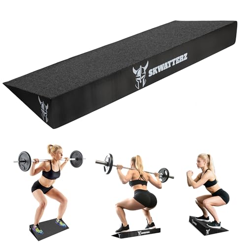 Slant Board Squat Wedge Boards For Exercise - ATG Workout Wedge With Anti Slip Sandgrip Layer Already Mounted - Calf Raise Block & Bulgarian Split Stand Squats wedges Incline - Heel Elevated Blocks