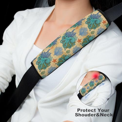 2 Pack Universal Soft and Comfortable Car Seat Belt Pad for Girls and Boys, Stroller Pushchair High Chair, Octopus Shoulder Protector - color: Pattern 139