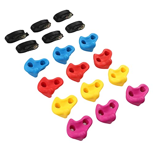Climbing Brackets, 12 Pieces Climbing Wall Brackets, Robust Strong Rock Wall Climbing Set with Straps for Climbing Wall Trees Indoors and Outdoors