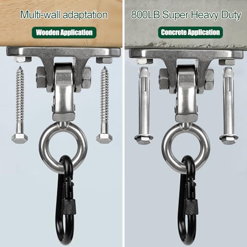 Swing Hanger Heavy Duty 360° +180° Smooth Rotation Swing Set Accessories 900Lb Capacity Playground Porch Swing Set Indoor Outdoor - size: 3.74"