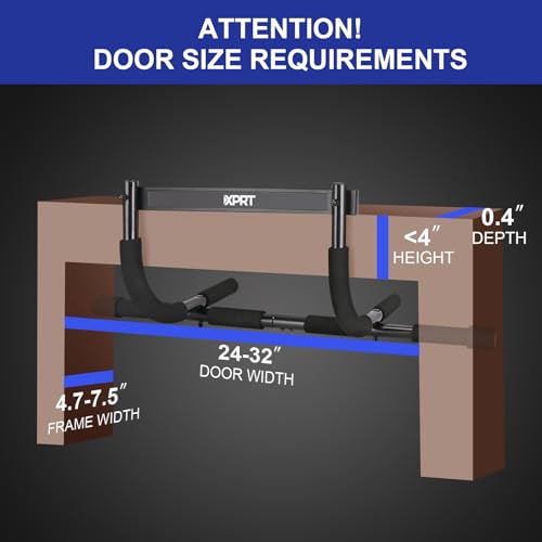 XPRT Fitness Doorway Pull Up Bar - Heavy Duty 300lb Capacity Multi-Grip Chin Up Bar for Home Gym, Upper Body Workout Equipment with Comfortable Foam Grips