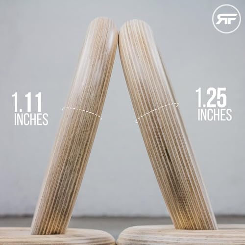 REP Fitness Wood Gymnastic Rings with Numbered Heavy Duty Adjustable Straps - Perfect for Cross-Training Workouts, Gymnastics and Conditioning - size: 1.11", style: 14' Straps