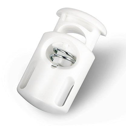 DYZD Plastic Cord Locks End Spring Stop Toggle Stoppers Multi-Colour (10PCS, White) - color: White