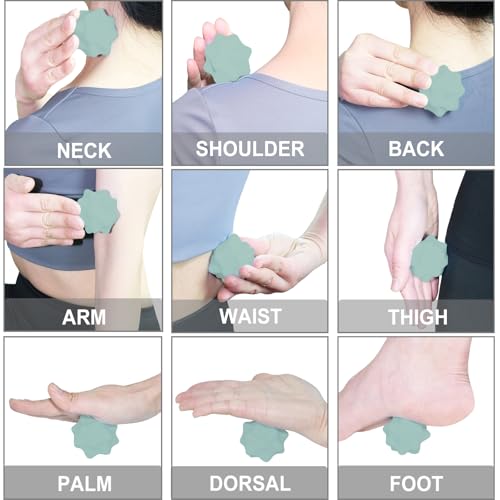 Small Spiky Massage Ball Trigger Point Massage Tool 2.2"×2.1" Green | Solid Bumpy Massager for Deep Tissue Myofascial Release Hand Foot Plantar Fasciitis Pain Relief Knots Acupoint Yoga Fitness - color: Green