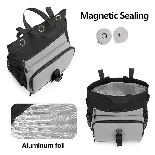 PGmoon Chalk Bucket Bag, Large Chalk Bag for Rock Climbing and Bouldering | Come with Aluminum Foil Lining, Magnetic Closure, Multiple Pockets, 2 Brush Holders (Patent Design)