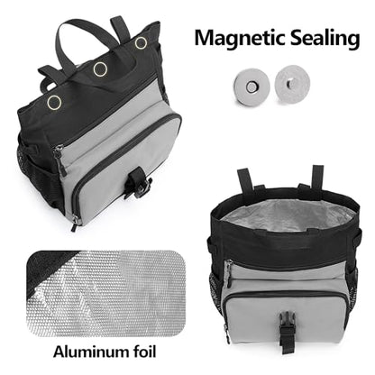 PGmoon Chalk Bucket Bag, Large Chalk Bag for Rock Climbing and Bouldering | Come with Aluminum Foil Lining, Magnetic Closure, Multiple Pockets, 2 Brush Holders (Patent Design)
