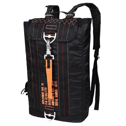 Military Tactical Backpack with Parachute Buckles, Nylon Daypack | Built for men and women for travel, outdoor hiking, camping, trekking, climbing, college, and daily carry - color: Black