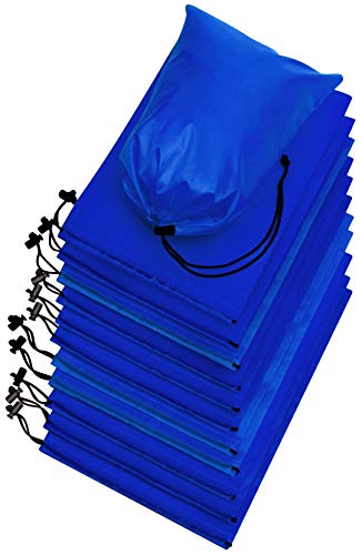 PALTERWEAR Nylon Drawstring Bag (8 x 11 Inch, 12 pack, Blue) Cinch and Ditty Stuff Pouch with Toggle for Toiletries, Gym, Storage, Travel - color: Blue, size: 8 x 11 - 12 pack