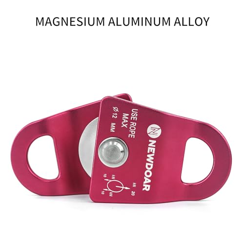 NewDoar Micro Mobile Single Pulley,20kN(4500 lb) Max Rope 1/2in for Rigging Arborist Climbing Rescue,CE Certified - color: Pack of 2(20KN Pulley Red)