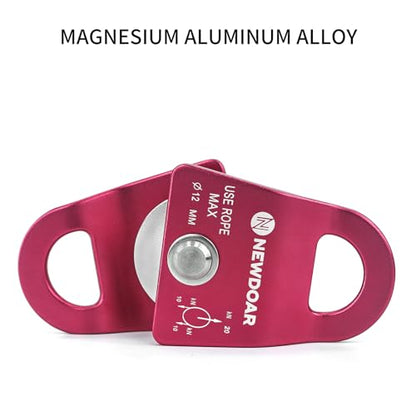 NewDoar Micro Mobile Single Pulley,20kN(4500 lb) Max Rope 1/2in for Rigging Arborist Climbing Rescue,CE Certified - color: Pack of 2(20KN Pulley Red)