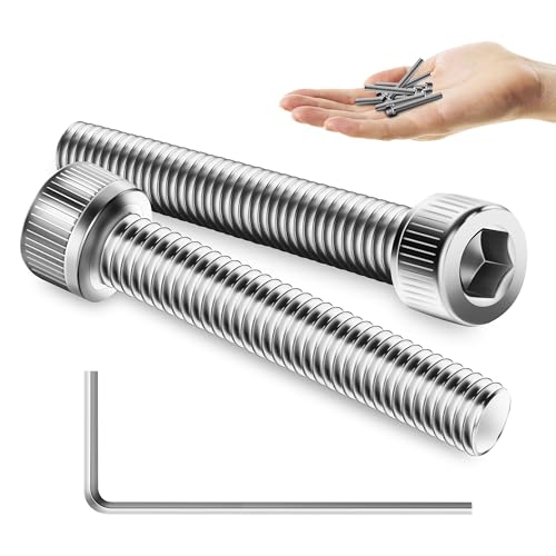 Mywish (100Sets) M4 Screw Kit, M4 x 30mm Socket Head Cap Screws Bolts, 304 Stainless Steel Allen Socket Hex Drive M4 Bolts, Bright Finish m4 Screws with Nuts and Washers & Hex Spanner - size: M4 x 30mm