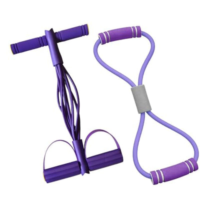 Pedal Puller Resistance Band 8-Tube Puller Rope | with 8-shaped Training Strap Adjustable Elastic Yoga Bands for Stretching for Fitness Workout Pilates - color: Purple