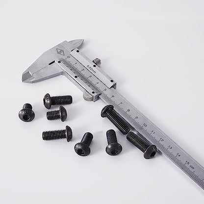 M8 x 12mm 16mm 18mm 20mm 25mm Button Head Socket Cap Screws Bolts, 10.9 Grade Alloy Steel, Black Oxide Finish, Metric Allen Hex Drive, Fully Threaded, Assortment Kit 50Pcs - size: Button M8x12-25 mm